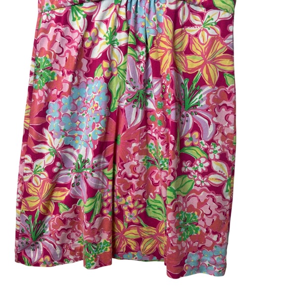 Lilly Pulitzer Pink Floral Cottagecore Silk Blend Ruffle Sleeve Summer Dress M - Picture 3 of 9